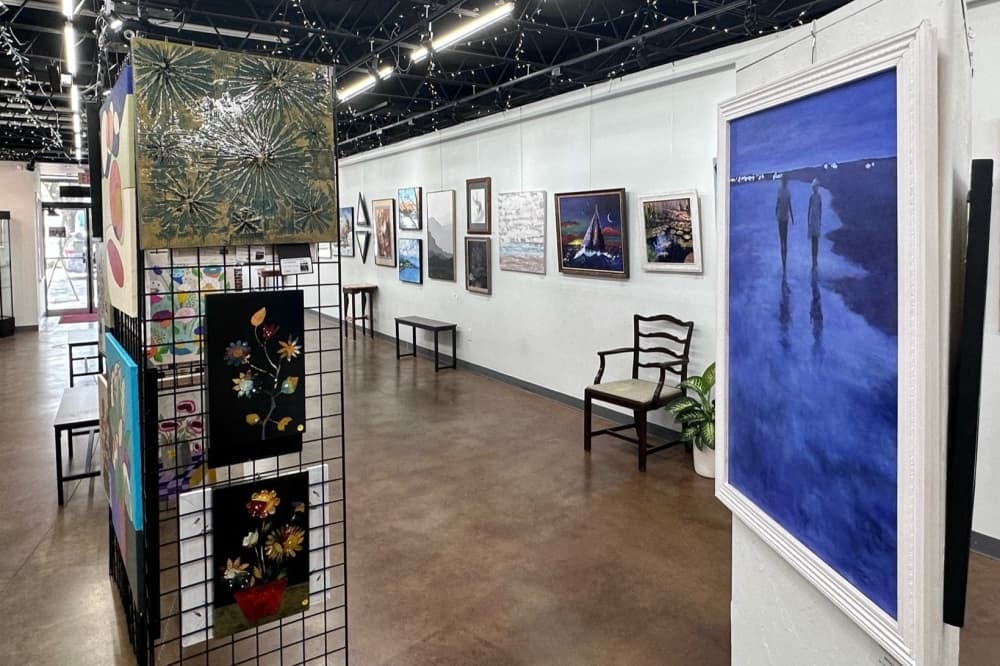 The interior of DaVinci Artists Gallery in downtown Tomball