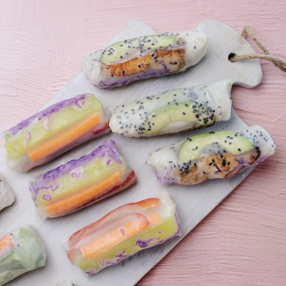 Juicepop & More's spring rolls are available as a menu item (starting at $8.50) or in a catering tray (starting at $52). (Courtesy Juicepop & More)
