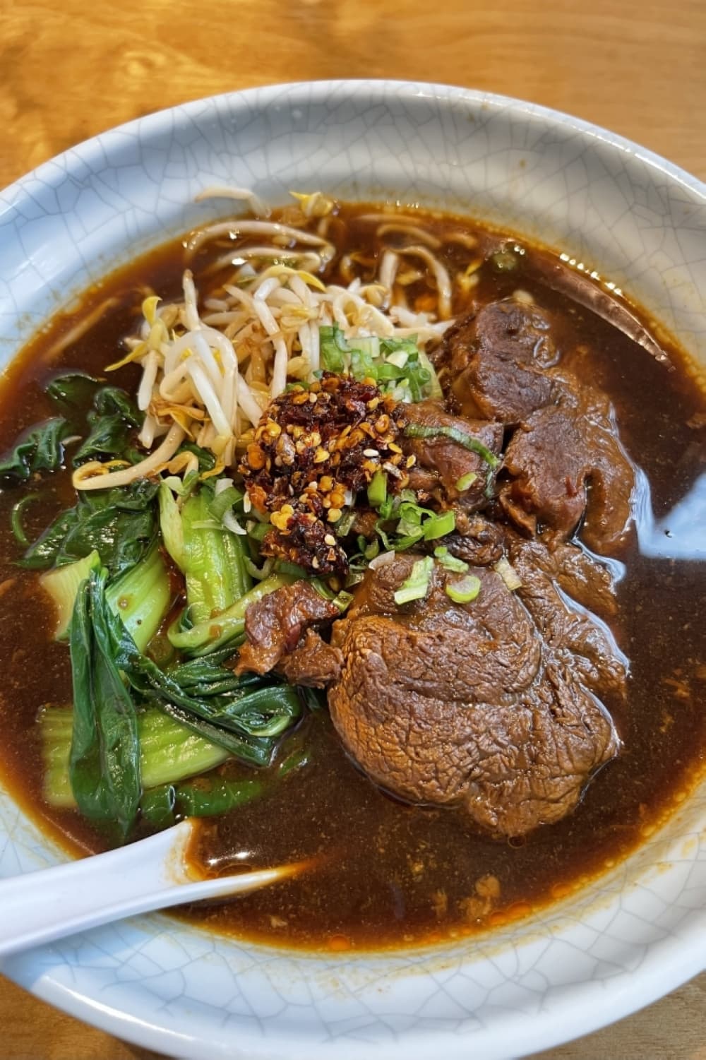 bowl of braised beef soup noodles