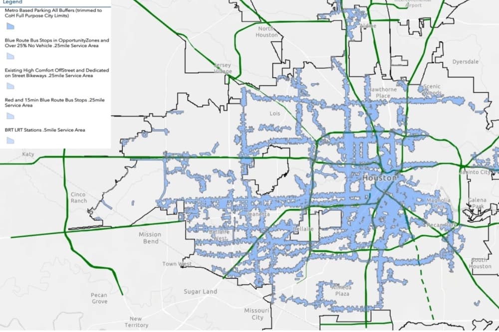 A map of the areas which would be included in marked-based parking. 