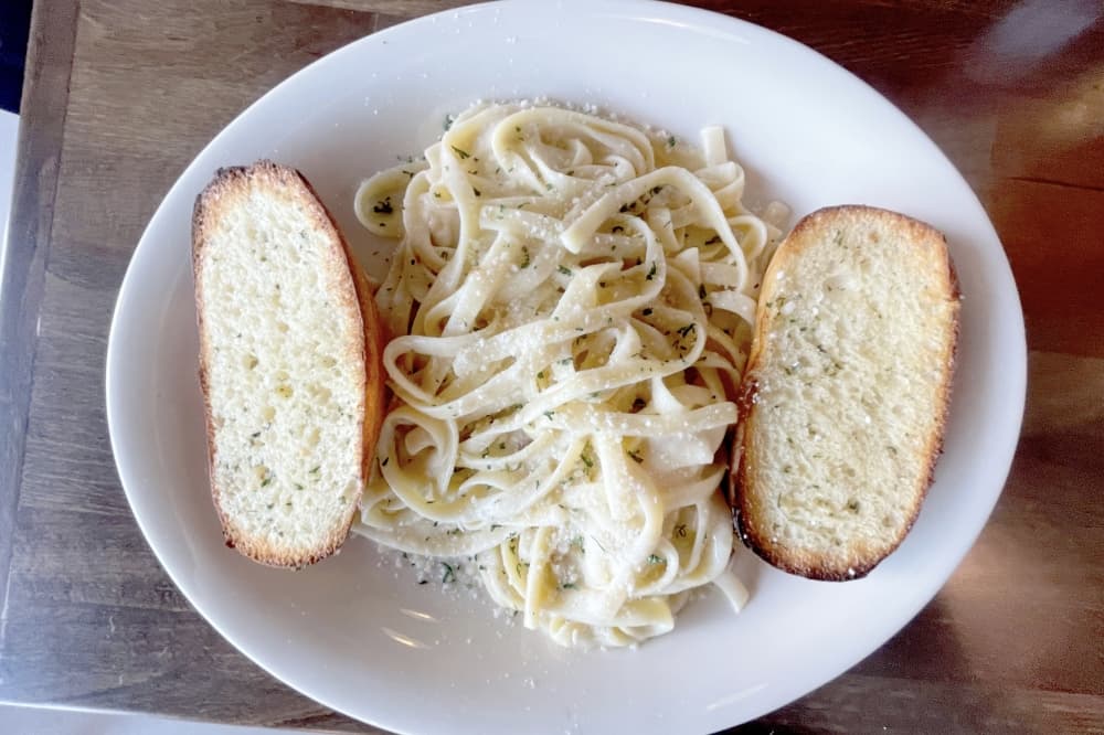 The fettuccini Alfredo is made in-house. (Grant Crawford/Community Impact) 