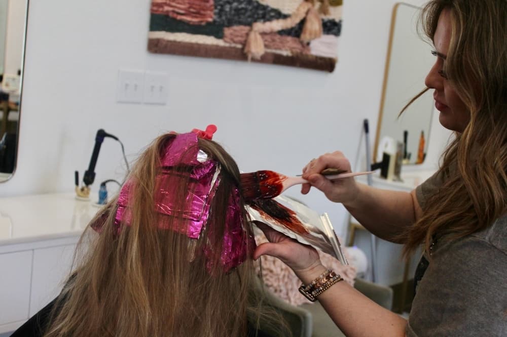 image of client getting hair colored