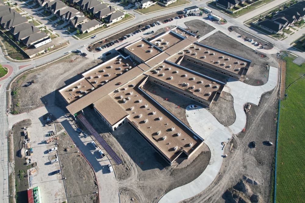 Aerial view of the Ruth and Harold Frazier Elementary School