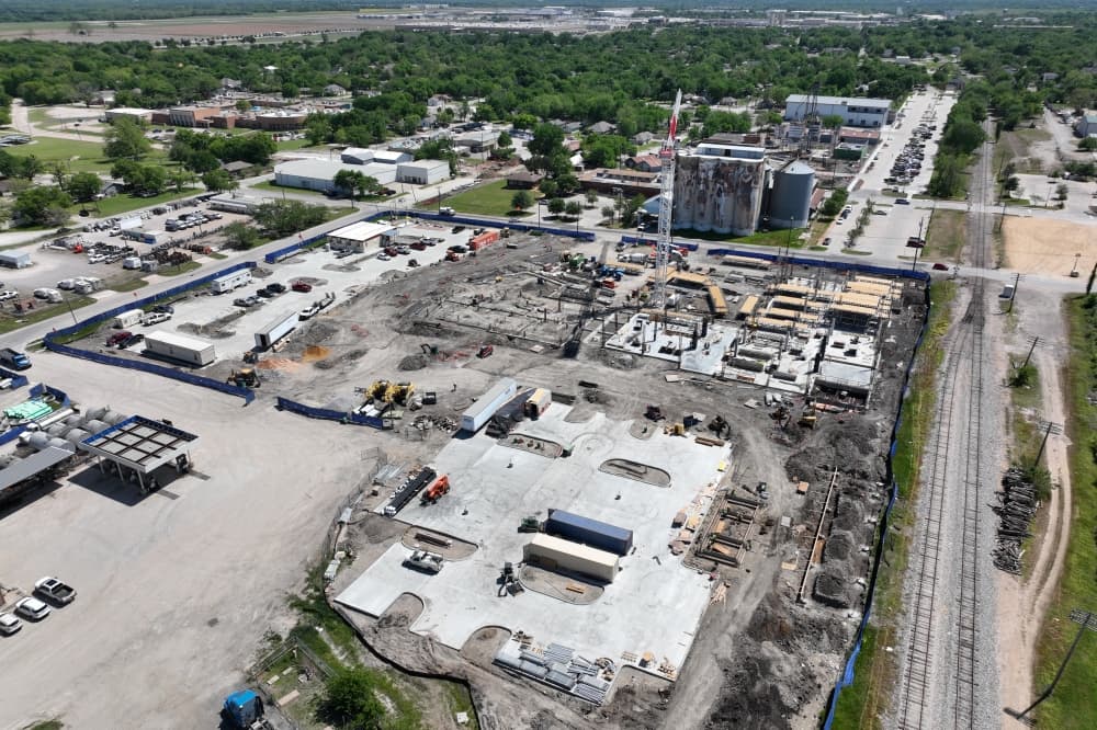 Aerial view of construction on McKinney City Hall