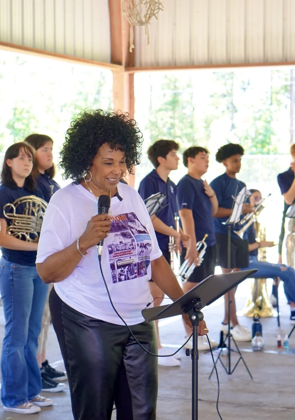 Seventh generation Tamina resident speaks about the community at the first Tamina Day Celebration.