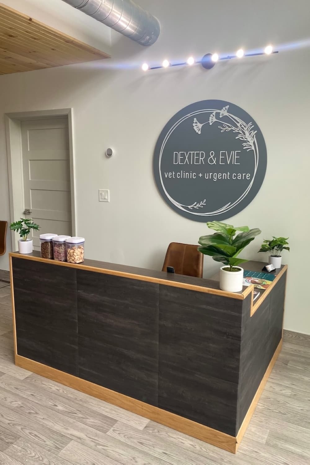 The animal clinic's front desk.