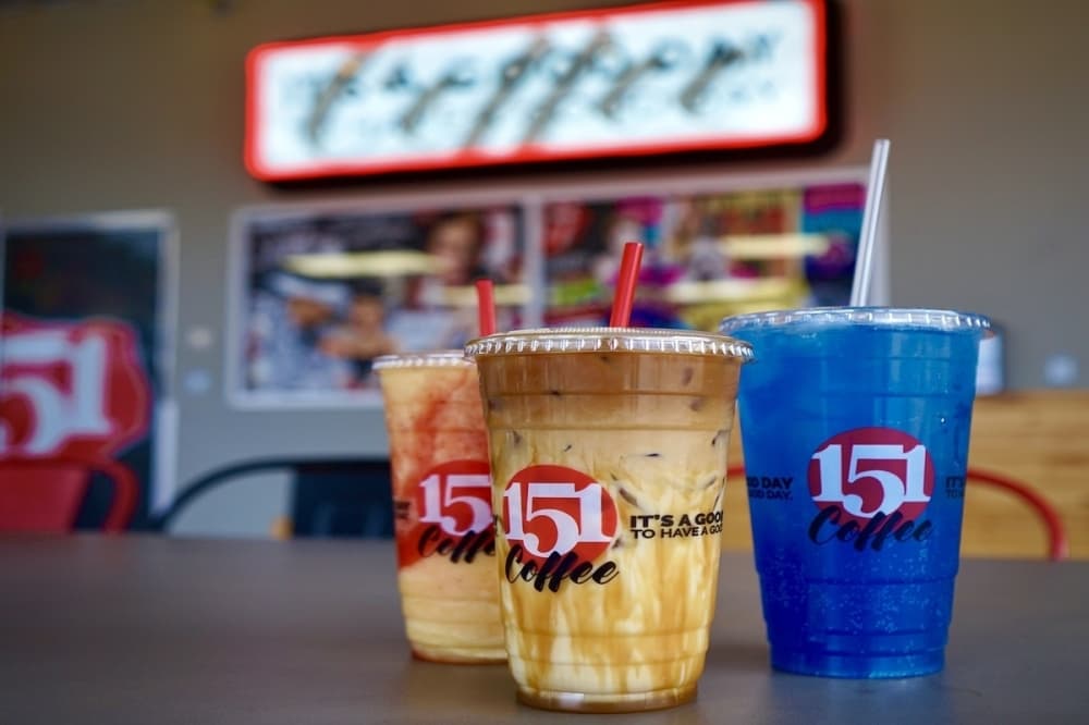 Three drinks from 151 Coffee