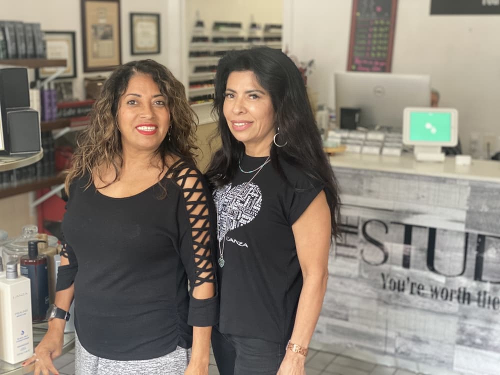 PICK WHAT WORKS BEST From left: Sisters Anna Gonzales and Regina Sanchez have been working in the beauty industry for more than three decades. (Photos by Brian Rash/Community Impact)