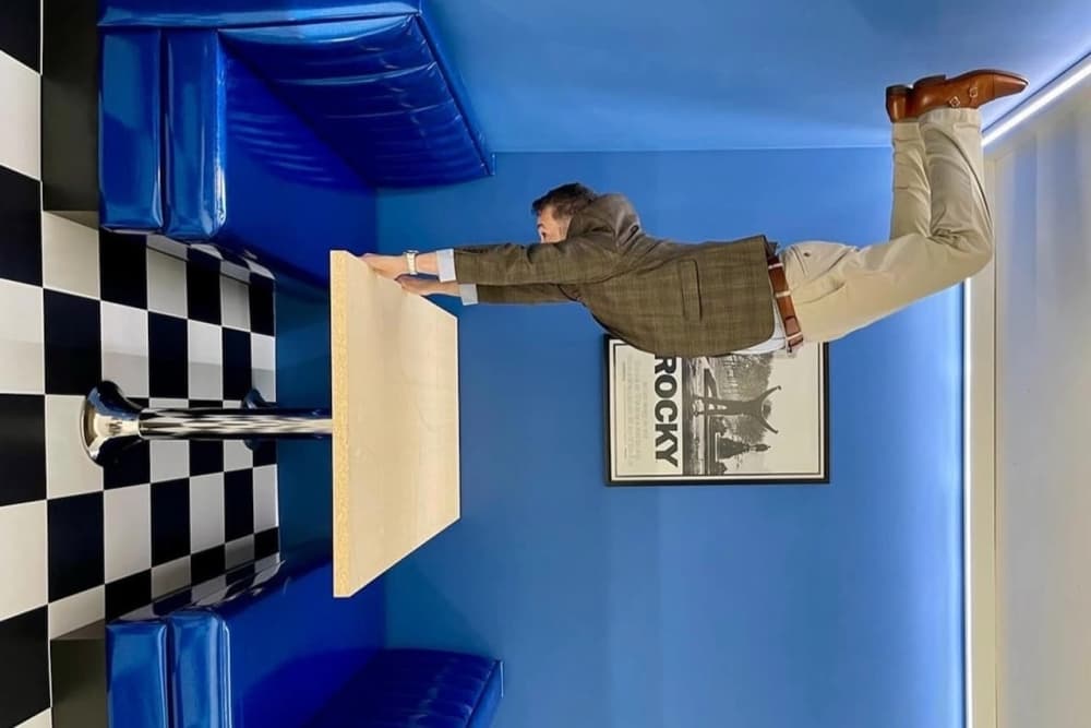 This is an interactive illusion exhibit.