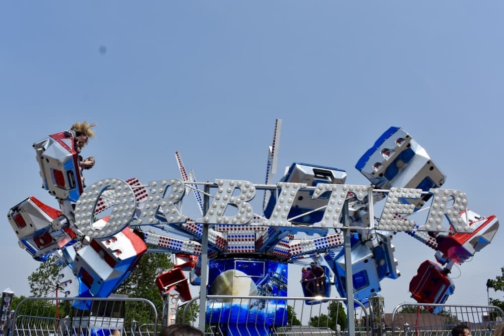 a roller coaster spins
