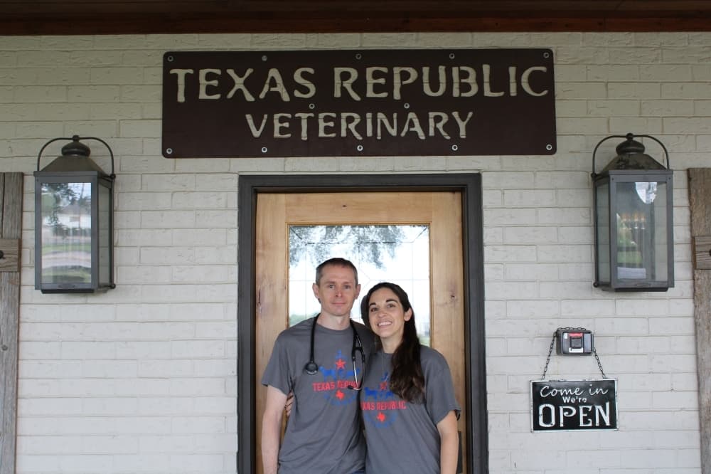 owners standing outside