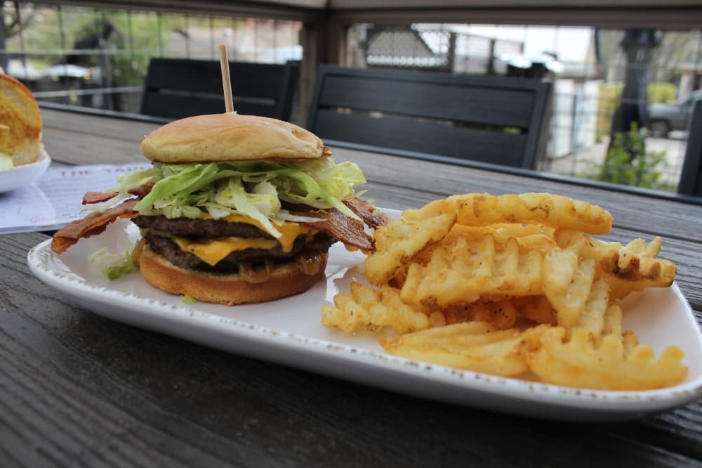 burger and fries on a plate