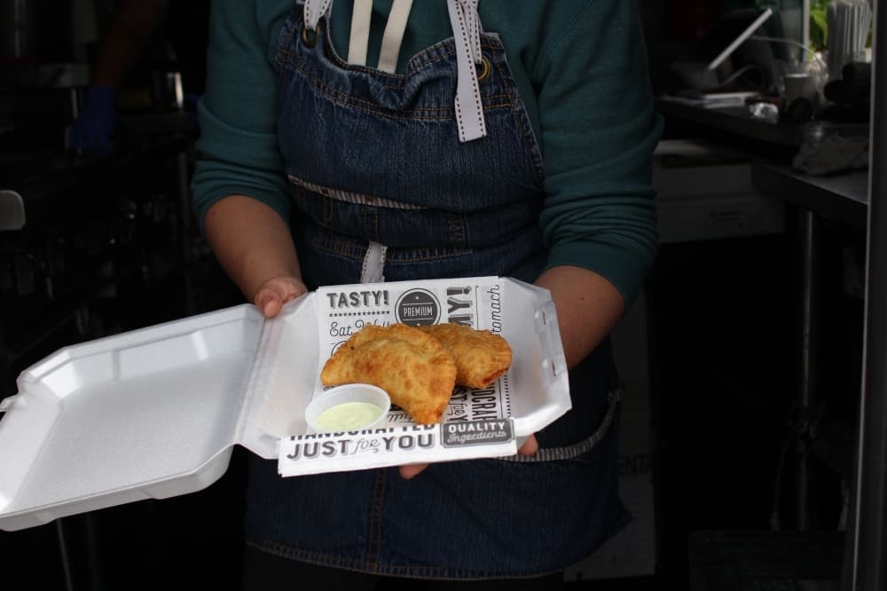 The Empanadas ($) come in either beef or chicken. Gluten-free and vegan options are available. 
(Peyton MacKenzie/Community Impact) 