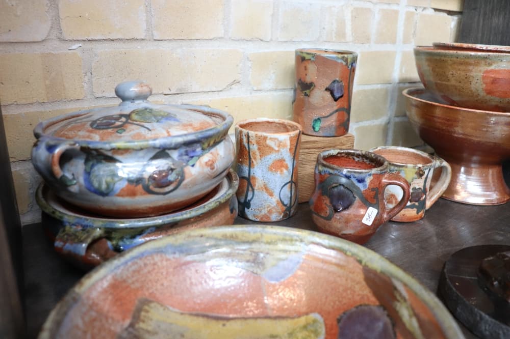 The gallery displays and sells decorative and functional ceramic artwork, such as cups and bowls. (Zara Flores/Community Impact)