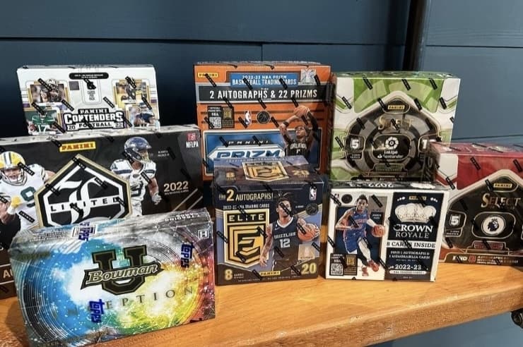 cards in a box pile of memorabilia 