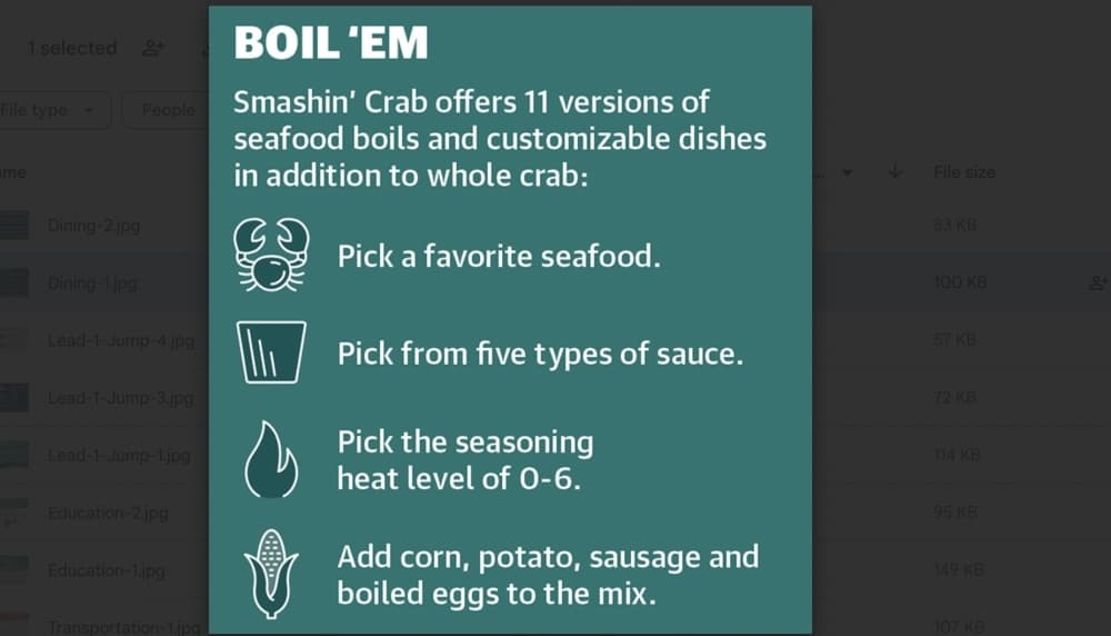 Pablo Felix, co-owner of Smashin' Crab, highlights a few basic ways to prepare a seafood boil. (Smashin' Crab/Community Impact)