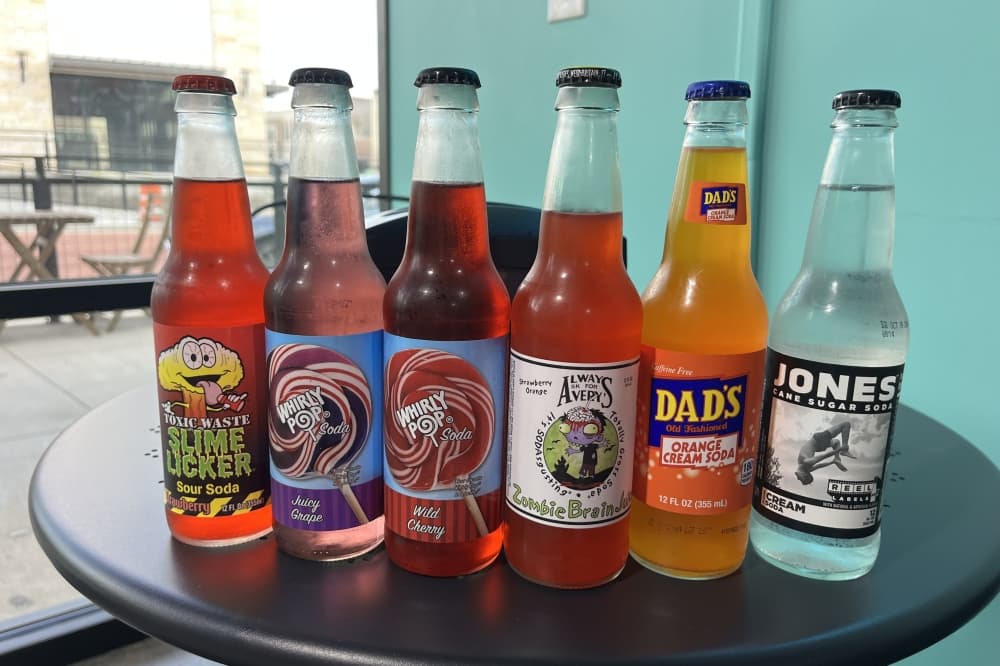 Old-fashioned sodas ($2.75) range in flavors such as orange, cream soda, whirly pop and slime licker. (Peyton MacKenzie/Community Impact)