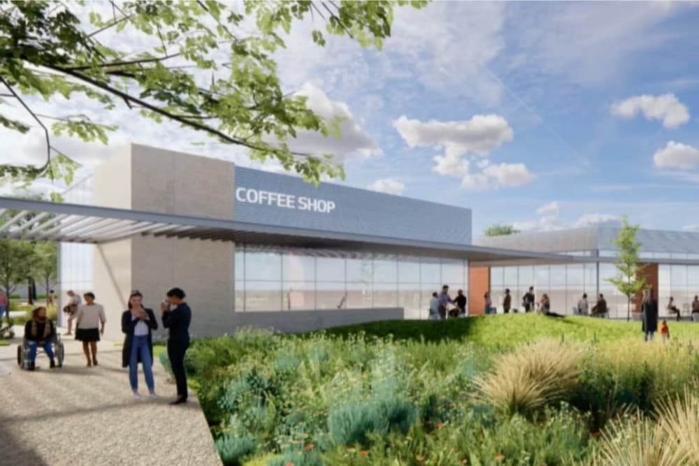 This is a rendering of potential retail stores in downtown Bellaire.