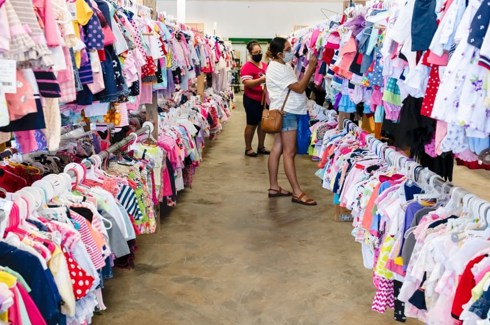 racks of children's clothes 