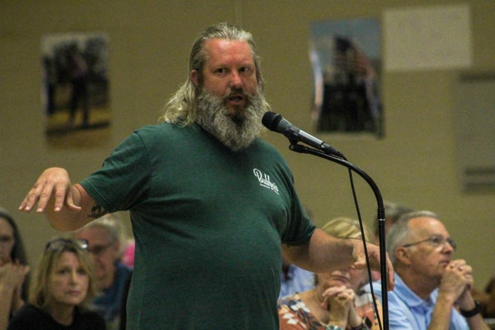 Kris Bolstad, owner of Comal Tubes speaks out about the proposed water permit at the TCEQ public hearing. 
