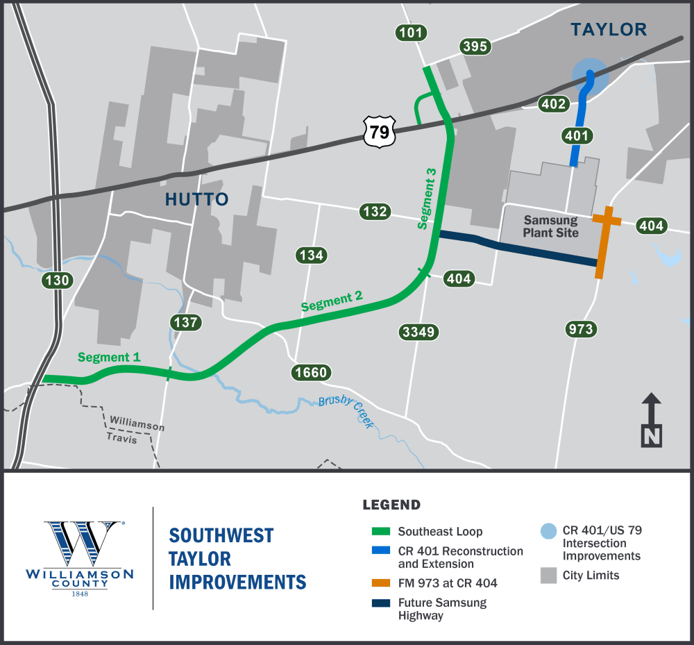 A map of road projects in Southwest Taylor.