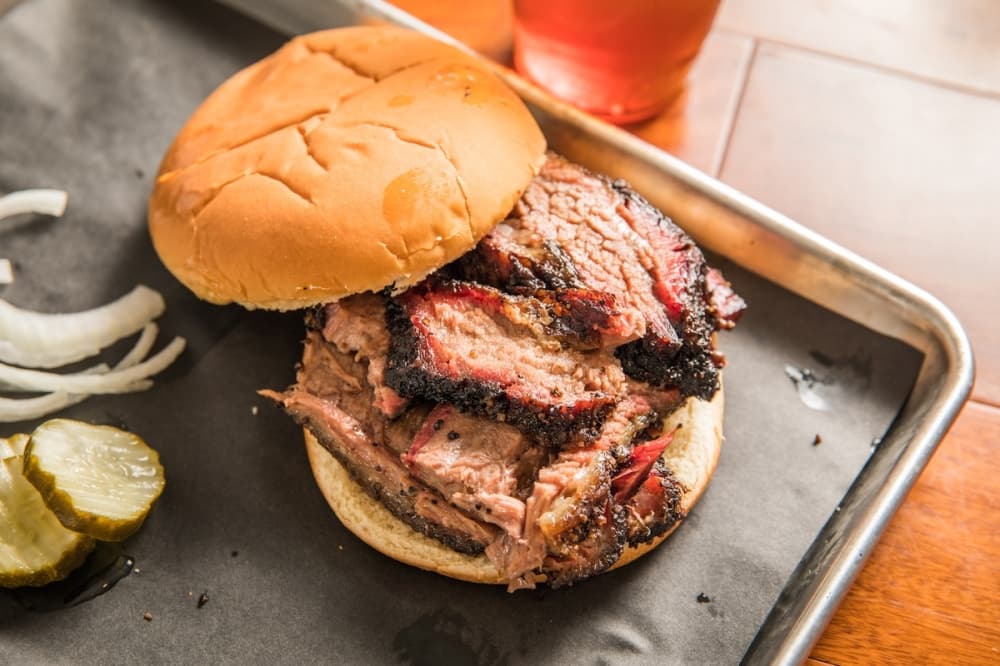 The sliced brisket sandwich costs $11. (Courtesy Agape BBQ)