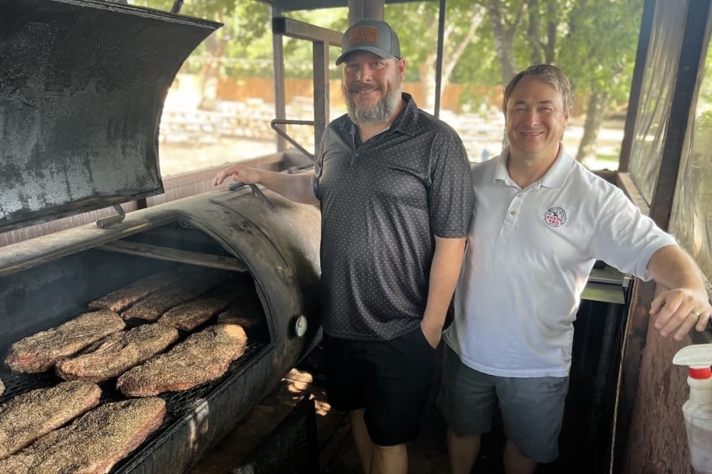 Together owners Jeremy Archer, Lonnie Wendling and Brandon Reinoehl established Agape BBQ in October 2020. (Zacharia Washington/Community Impact)