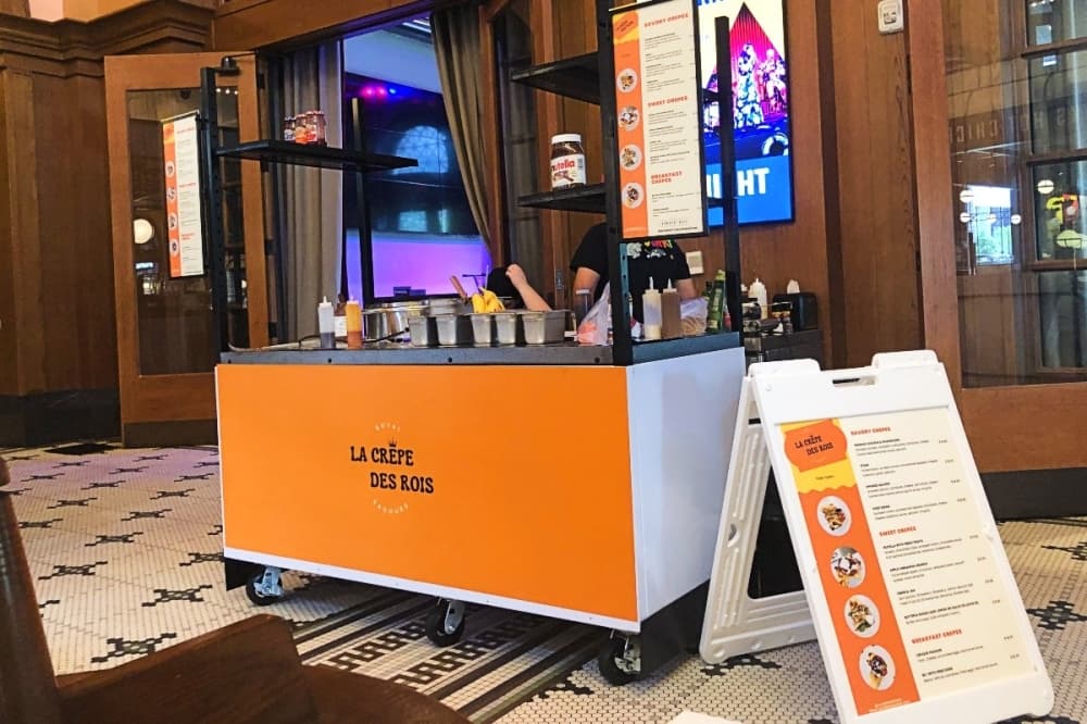 La Crepes des Rois crafting crepes at Harvest Hall in Grapevine