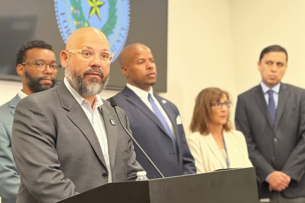 CEO of Attack Poverty, Brandon Baca, at June 14 press conference in Richmond, TX