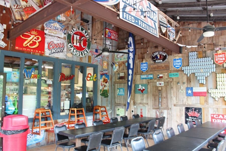 Customers can enjoy food and libations at the Lone Star Float House & Grill. Customers can also bring a chair and hang out in the Guadalupe River. (Eric Weilbacher/Community Impact)