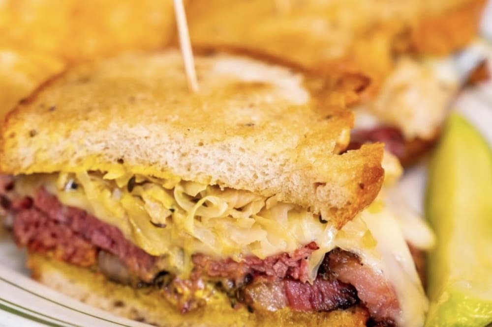 Pastrami and Swiss sandwich