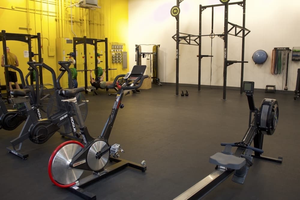 Fitness equipment gathered in a gym