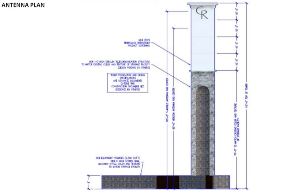Facade plan for the telecommunications tower
