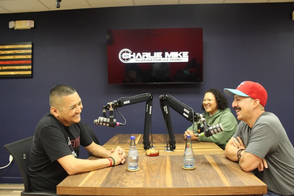 Opened in March, Charlie Mike podcast studio was founded by two Army veterans who were looking to create a space to connect with other veterans and share similar experiences. (Rachel Leland/Community Impact)
