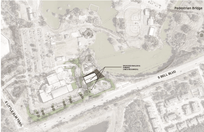 Along with the new pedestrian bridge at Twin Lakes Park, a pavilion is planned to be built next to Twin Lakes Family YMCA. (Courtesy YMCA of Central Texas)