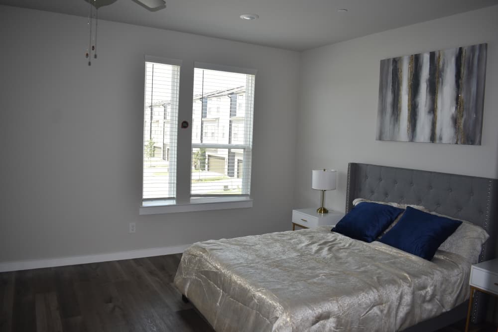 A master bedroom in a model home.