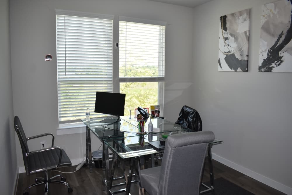 An office space in a model home.