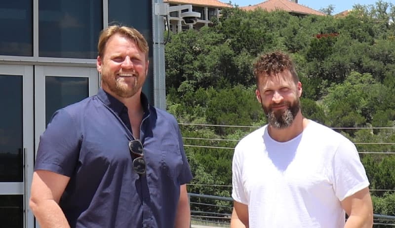 From left: Lyle Sendlein is an XSpace partner and former NFL player, and Byron Smith founded XSpace. (Zara Flores/Community Impact)