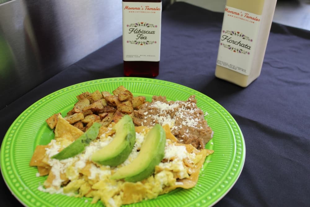 migas on a green plate