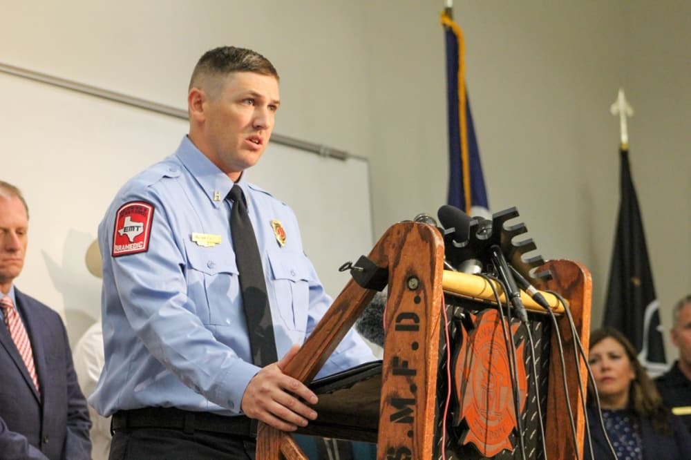 San Marcos Fire Marshal Jonathan Henderson gives an overview of what lead the Jacobe De Leon O Shea Ferguson's arrest. 