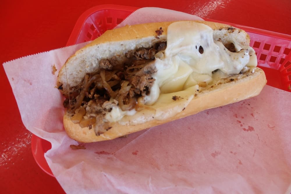 up close of a steak sandwich