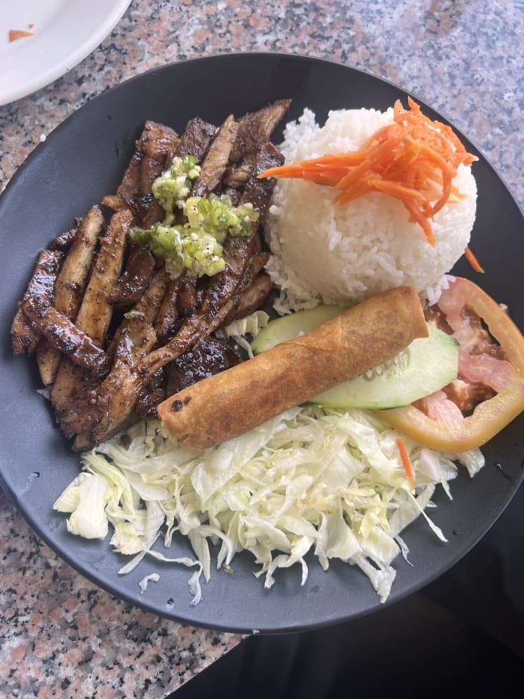 grilled pork and egg roll with rice