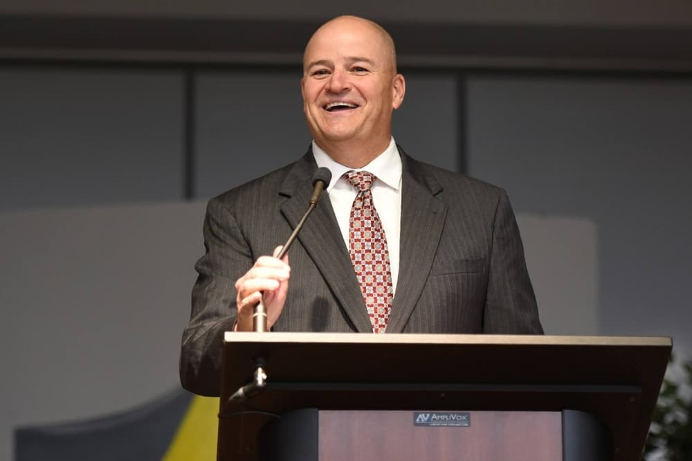 Henry speaks at the dedication of Hoover Elementary School in 2017. (Courtesy Cy-Fair ISD)