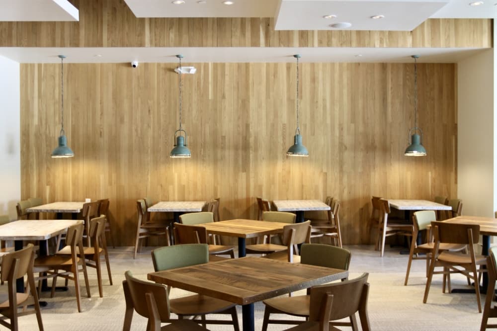 Tables and chairs in a rstaurant