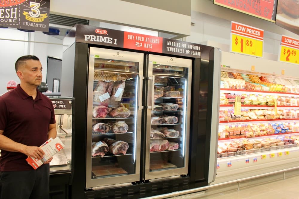 Dry-aged meat lockers at H-E-B McKinney