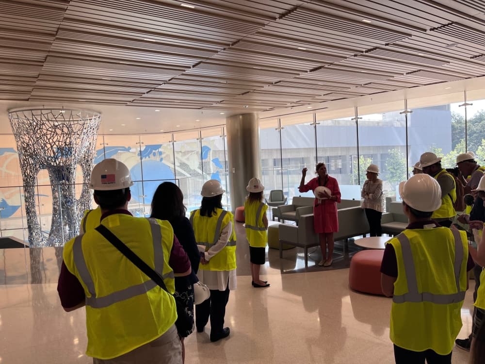 University Health officials lead members of the San Antonio media on a tour of the new Women's and Children's Hospital. (Tricia Schwennesen/Community Impact)