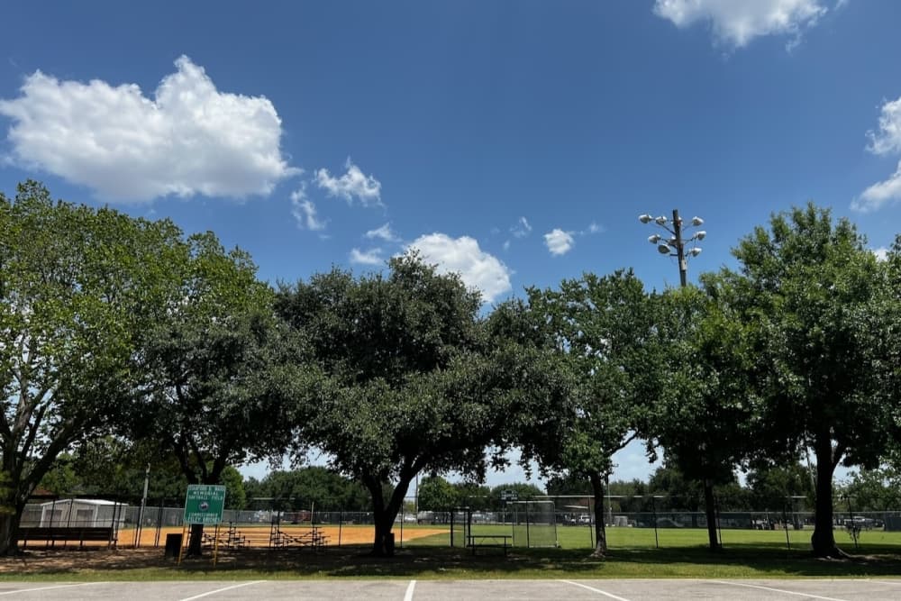 Trees and field inside Bayland Park.
