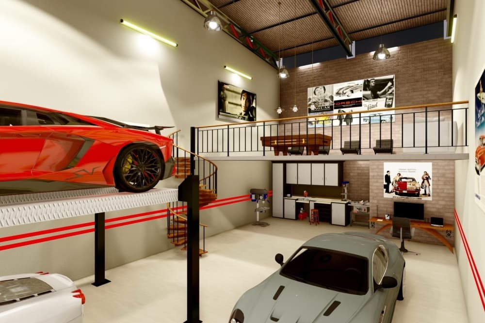 Rendering of the interior of the garages