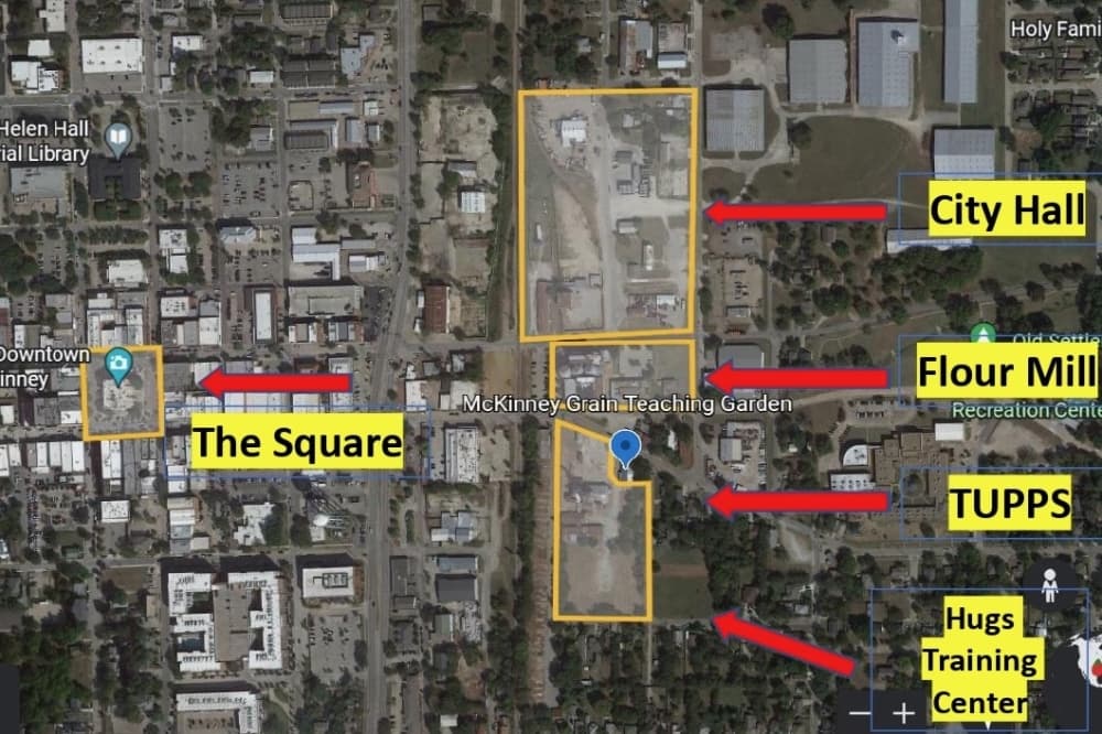 Map of McKinney with the learning garden marked