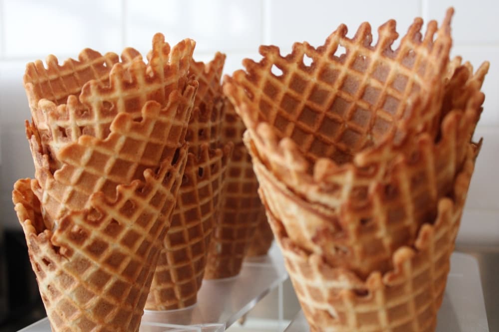 Handmade waffle cones from Parlor's Handcrafted Ice Creams
